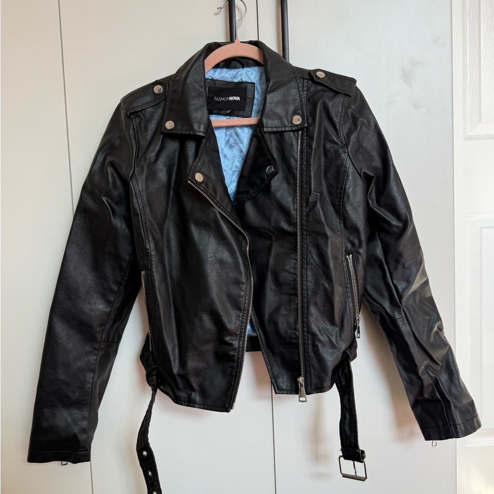 Fashion Nova Black Leather Biker Jacket